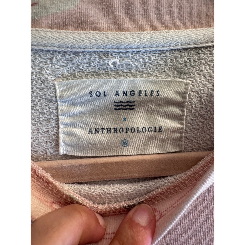 Sol Angeles x Anthropologie Womens Peach Skier Print Sweatshirt XS Pink Pullover - Picture 2 of 9